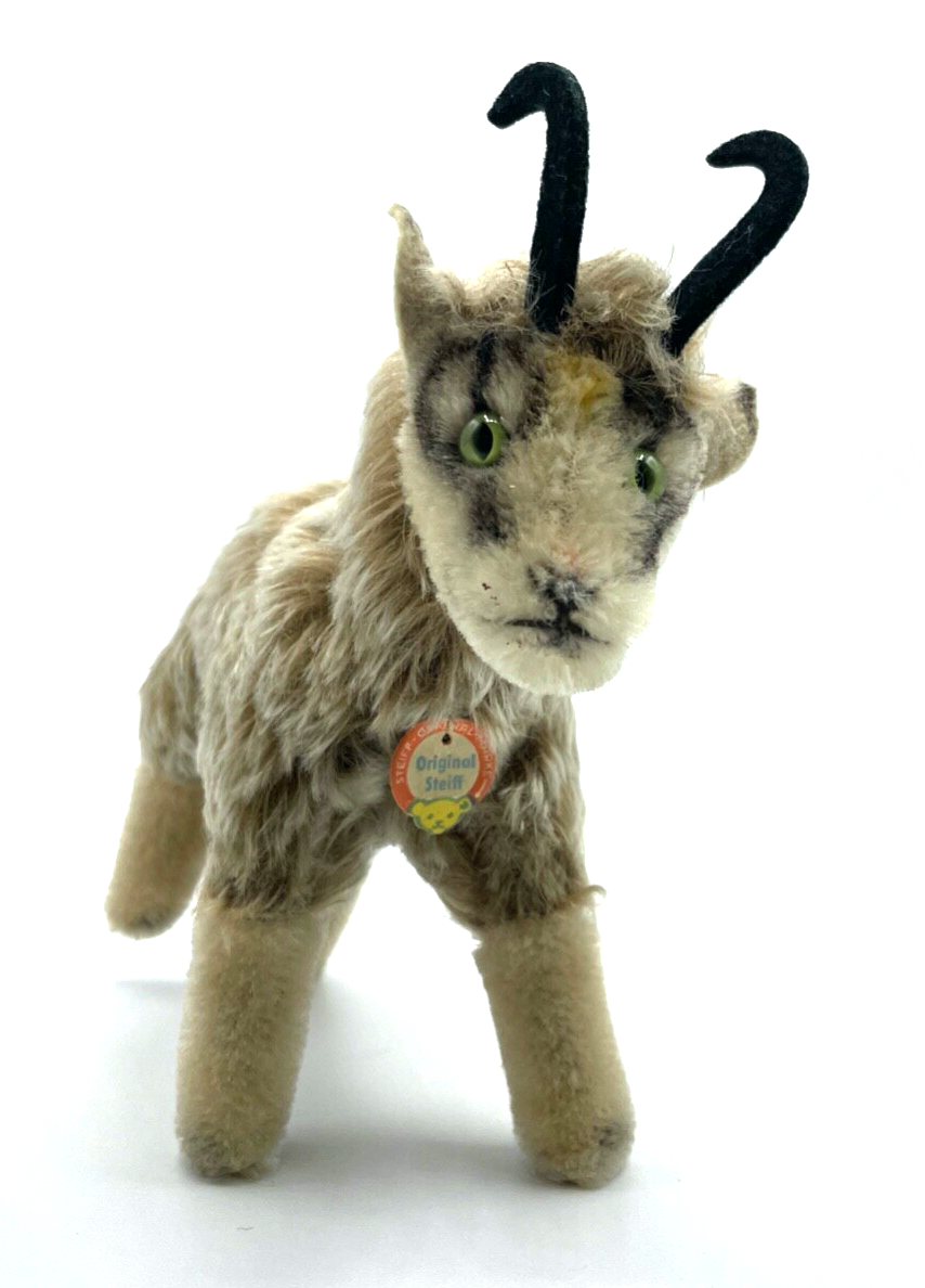 Vintage Steiff Mohair Ziege Gemse ? H 17 cm L 17 cm gepflegt mit Schildchen4