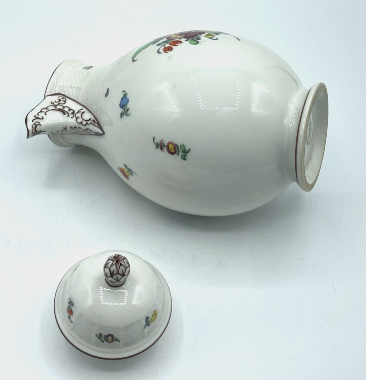 Antik Nymphenburg Porzellan Kanne Mokkakanne Handbemalt H 19,5 cm8