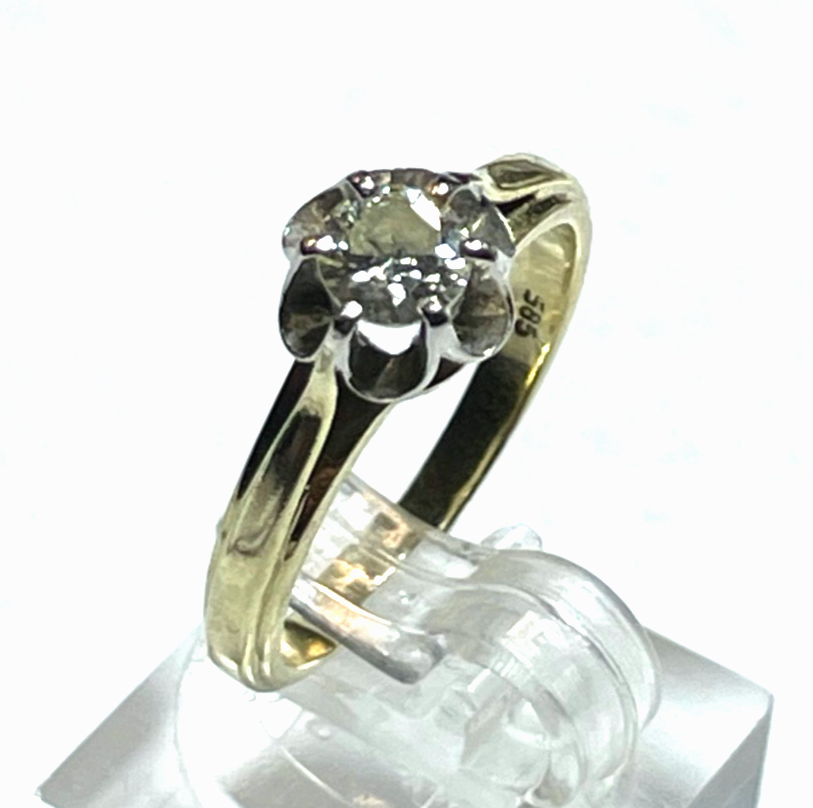 585 Gold 14 K Ring Solitär Brillant 0,5ct. Juwelier Qualität RG 54 Verlobung0