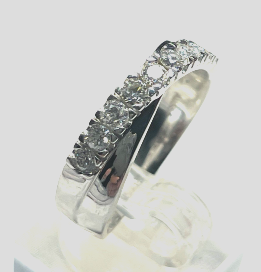 Solider Weißgold 585 Gold 14 K Ring 9 Brillanten 1,0ct. Ø 17,8 mm RG 56 Juwelier4