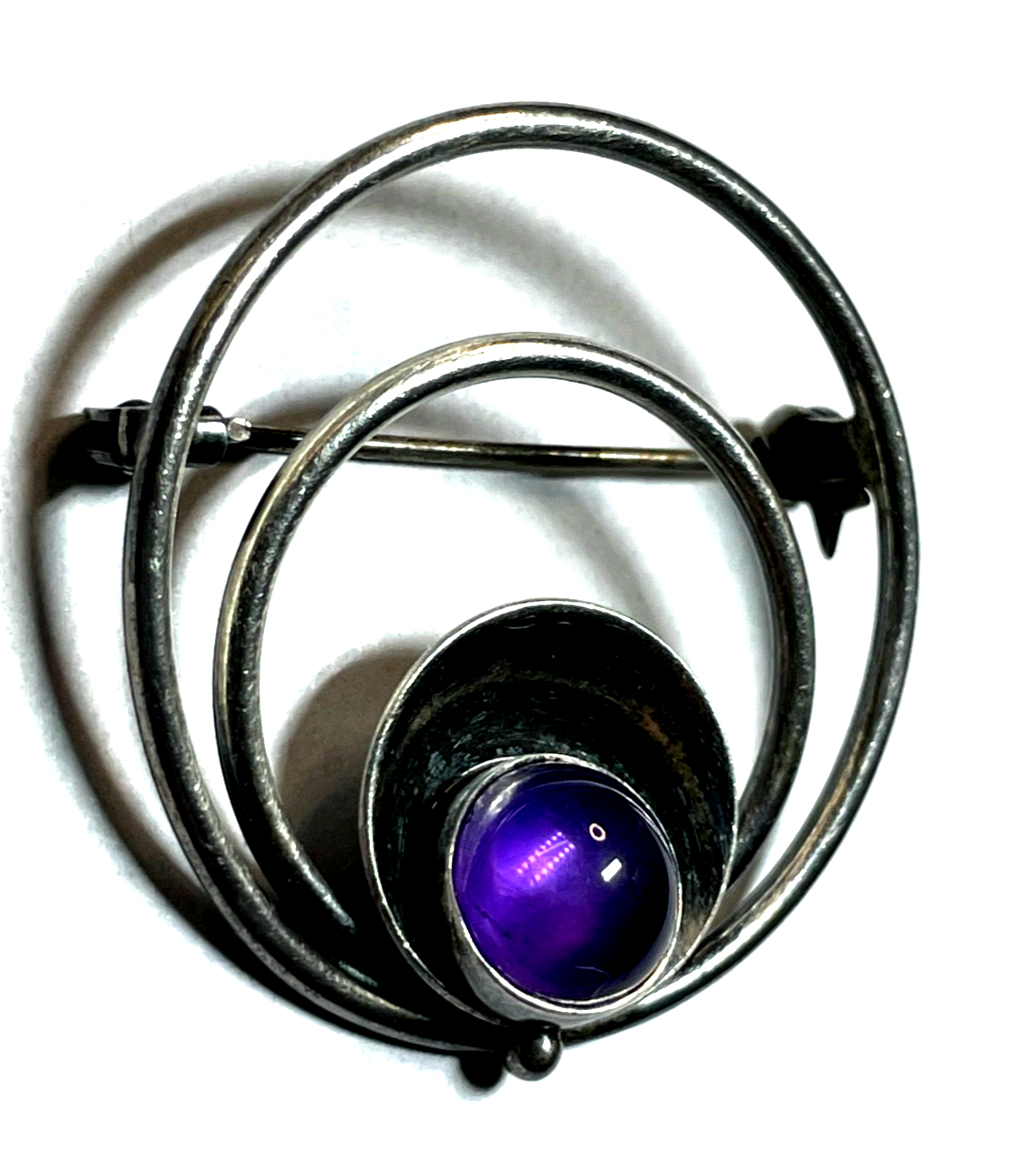 Solide 835 Silber Brosche Anstecknadel Modernist 70er Jahre Original Rosenquarz2