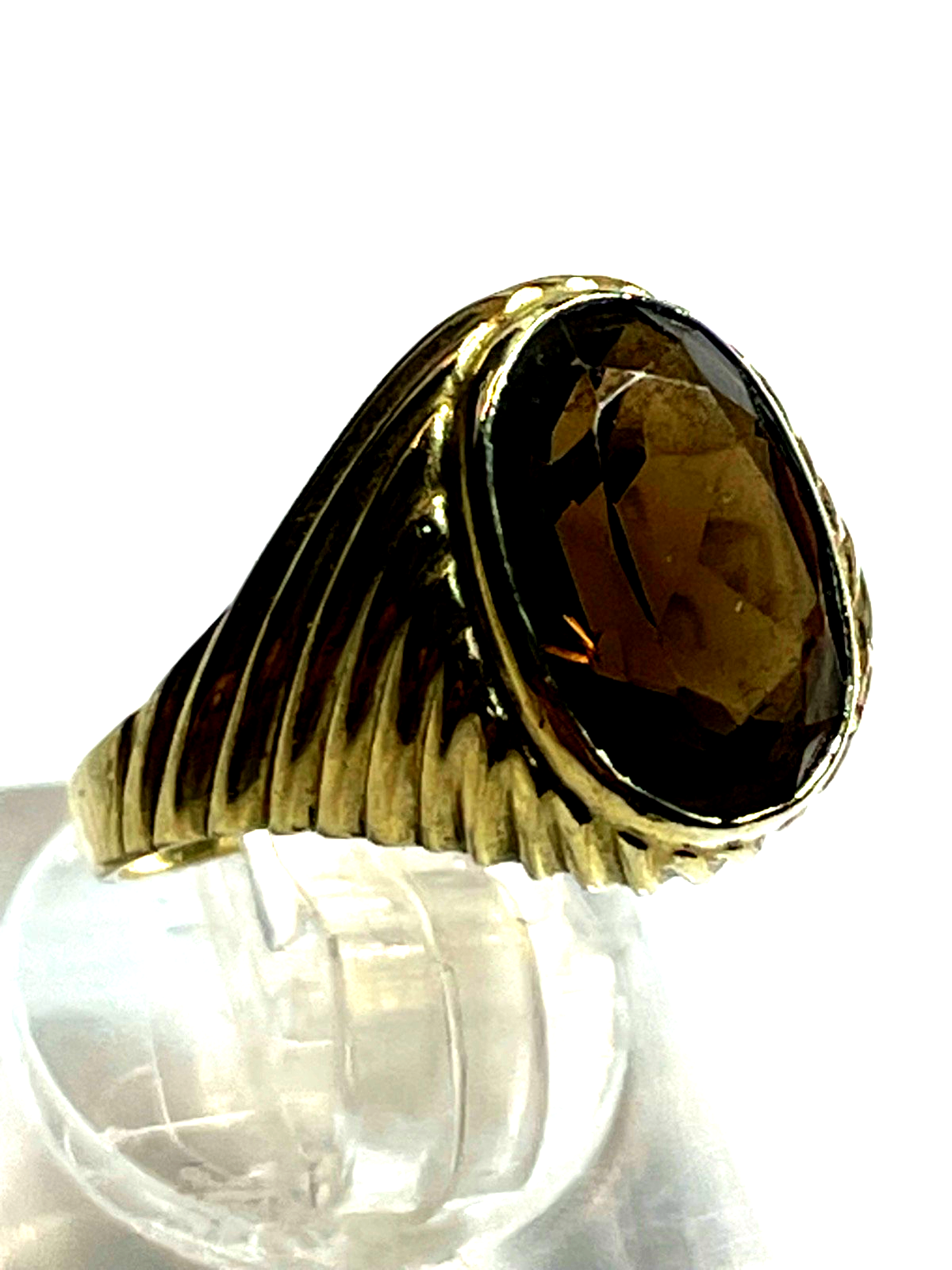 Vintage 333 Gold 8 K Rauchquarz Ring Ø 17 mm RG 53 Juwelier Qualität sehr gepfl.4