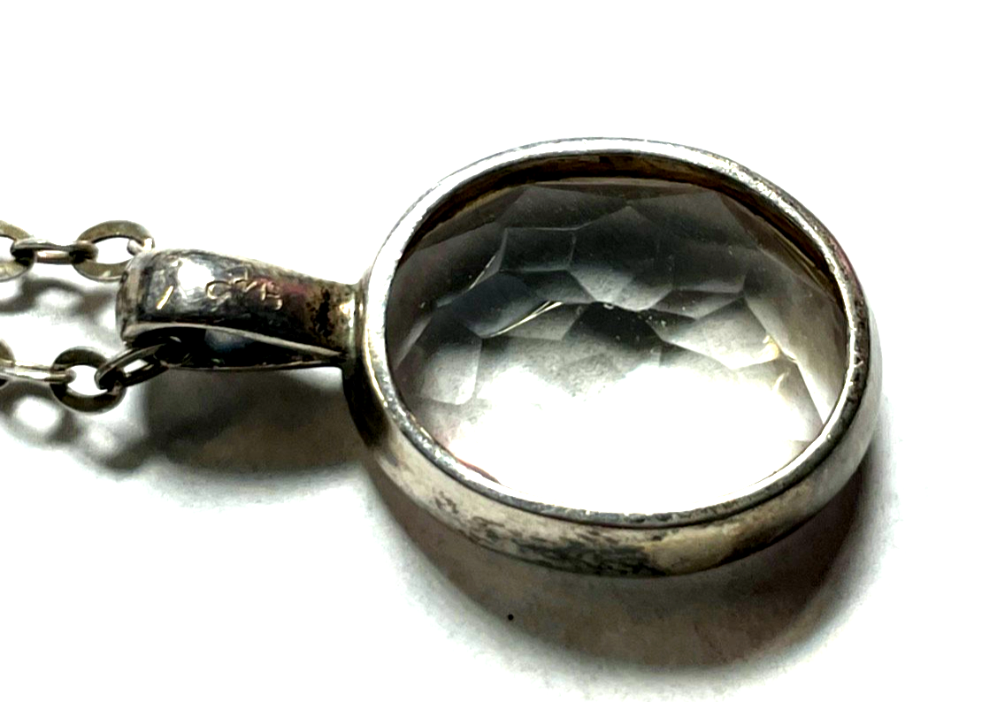 75cm 835 Silber Gliederkette + vintage Bergkristall Anhänger Purismus top gepfl.4
