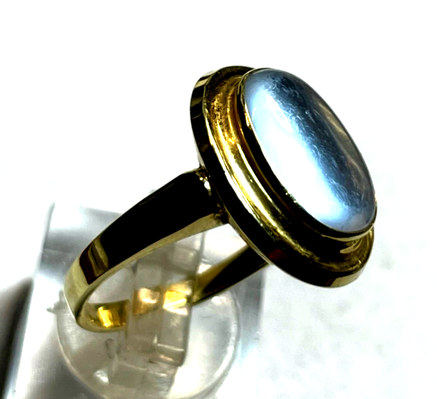 Antik aparter 585 Gold 14 K Ring mit Top Mondstein elegant RG 58 Ø 18,5 mm1