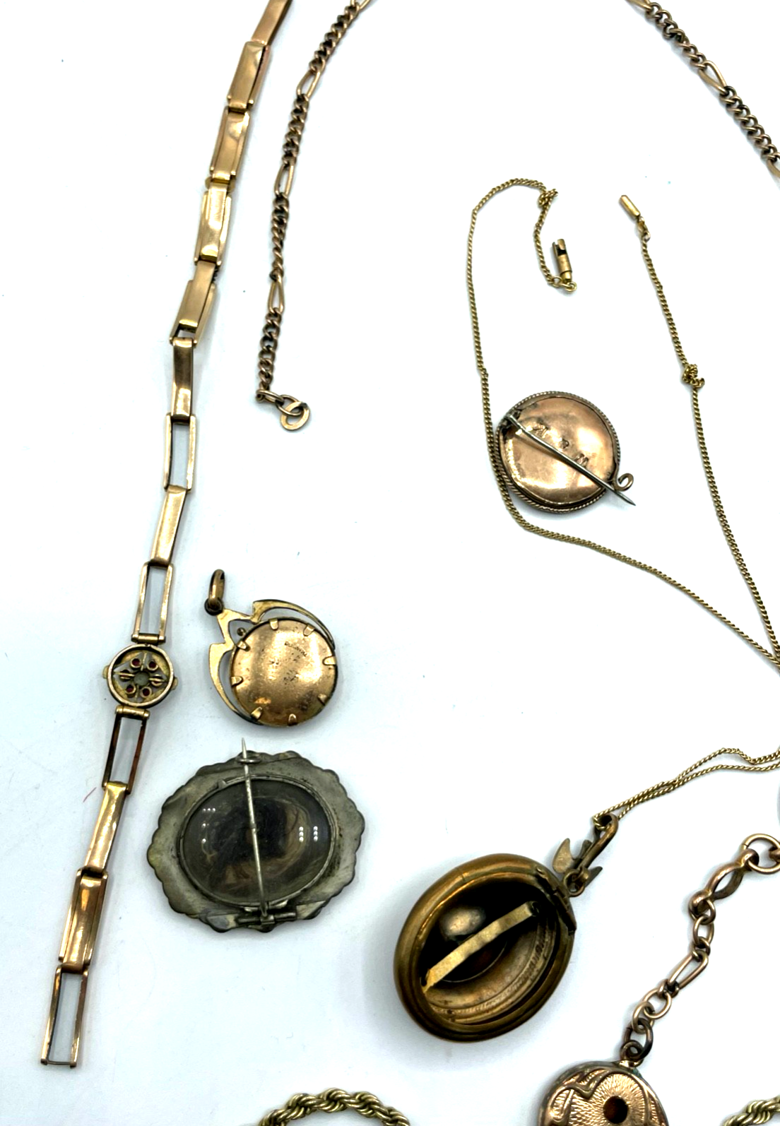 Konvolut Antik Schmuck Golddouble Dubleegold um 1900  Basteln Weiterverarbeiten9