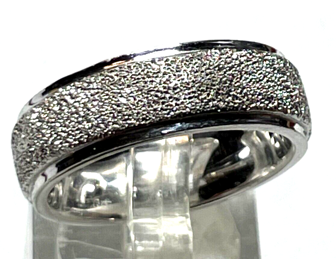 Aparter unisex Bandring 925 Silber Ring mit Struktur Oberfläche Ø 19 mm RG 600