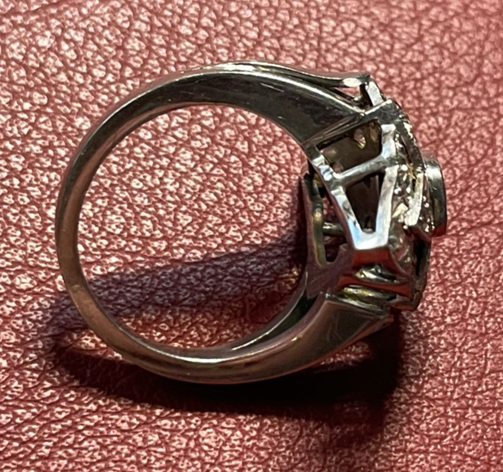 750 Gold Ring Weißgold Art Déco 14 Altschliff Brillanten + Saphir Juwelier9