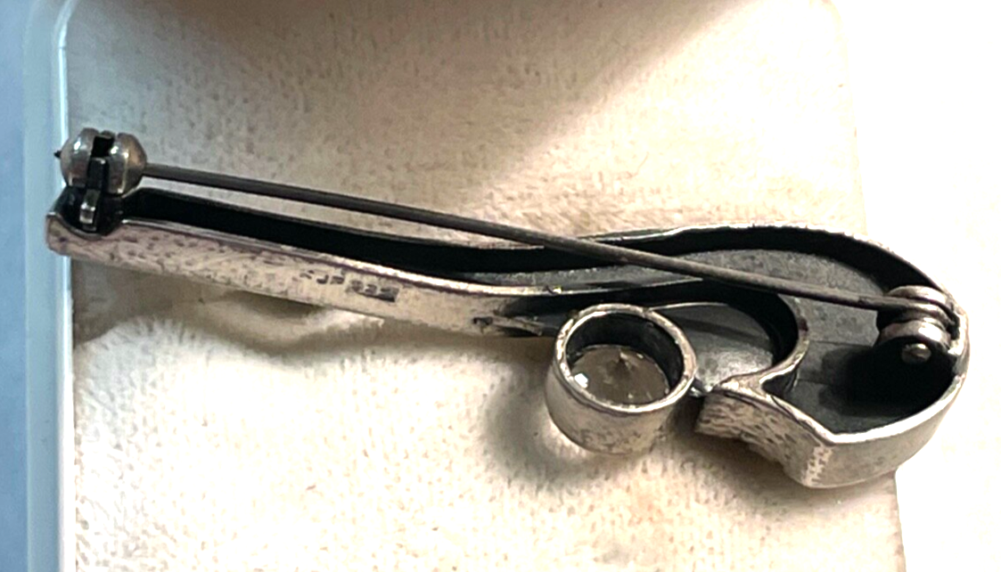 Modernist 925 Silber Brosche Designer Anstecknadel KJP Finnland Bergkristall8