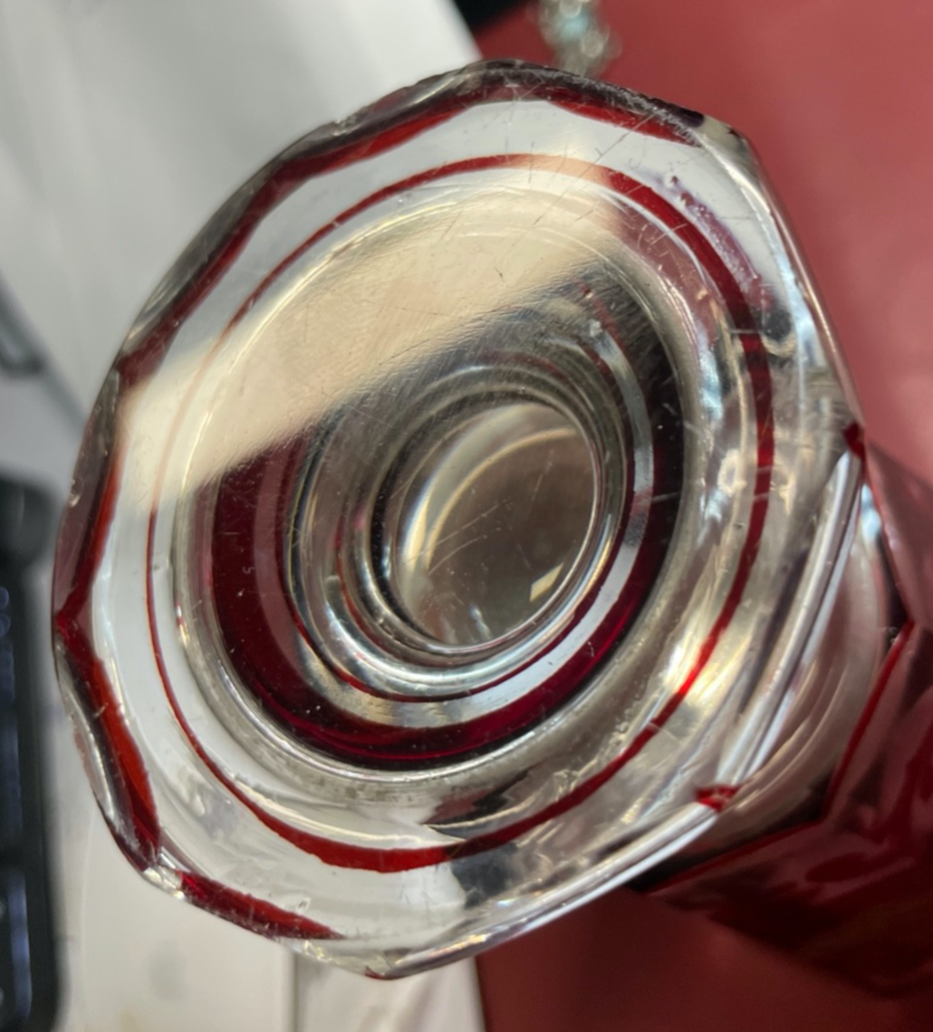 Biedermeier Pokal Überfang Glas Becher Ranftbecher handbemalt + Gold Dekor9