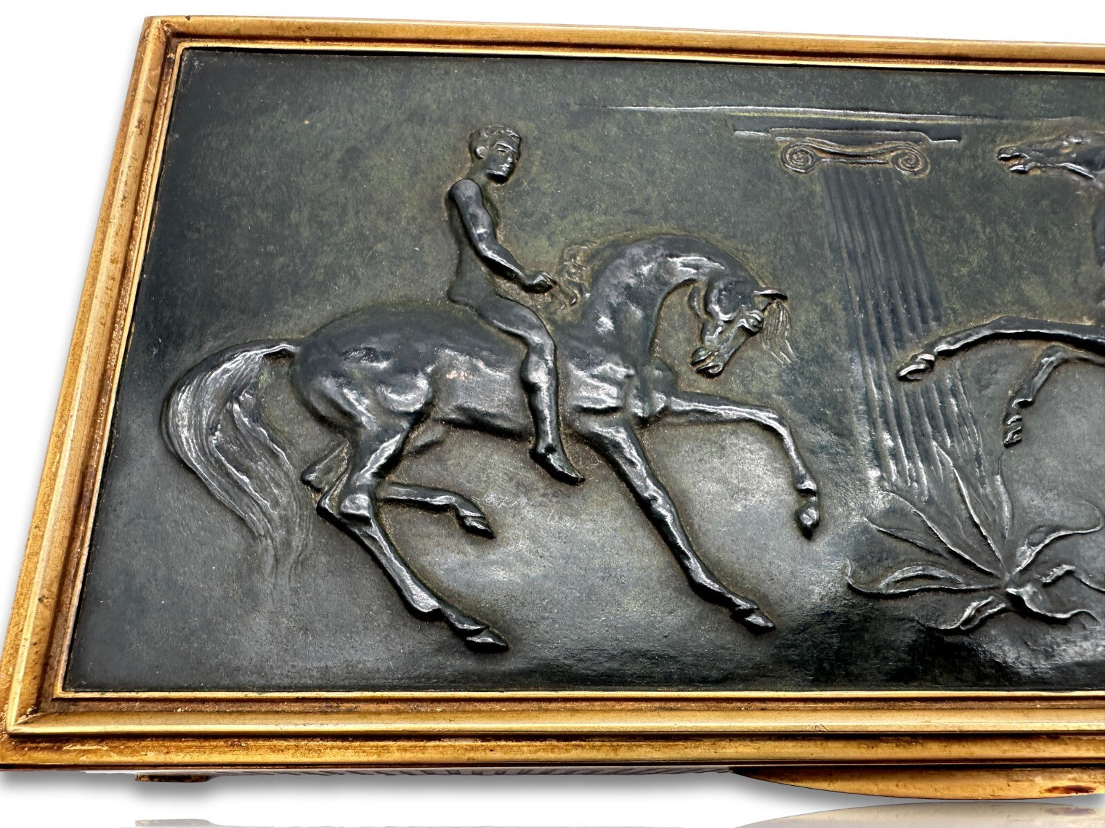 Erhard & Söhne Schwäbisch Gmünd - Art Déco Schatulle - Bronze Relief 'Dioskuren'8