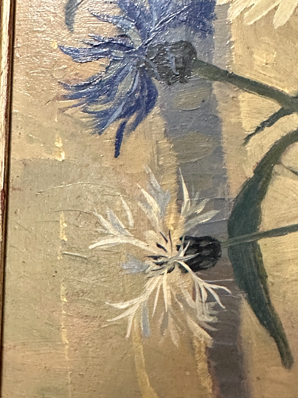 H. L. Umgelter – Florales Stillleben mit Lupinen, Lein & Lilien – Öl auf Platte11