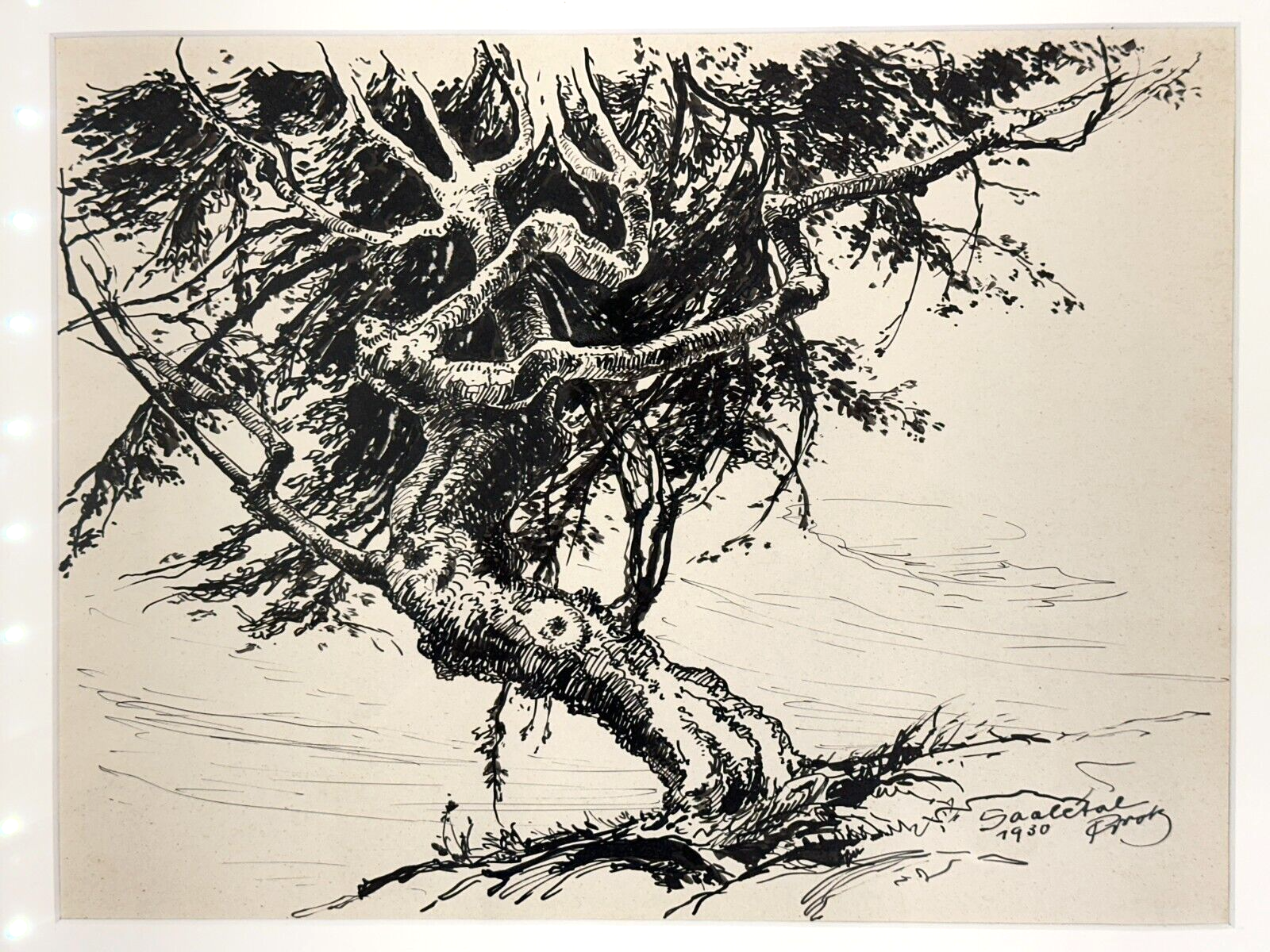 Paul Groß 1873-1942 - Indian ink. Tinte auf Papier - Saaletal 1930 - gerahmt sig1