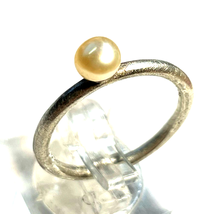 Alraune Design 925 Silber Ring mit SWZ Perle RG 55 Ø 17,5 mm Silberring gepflegt6