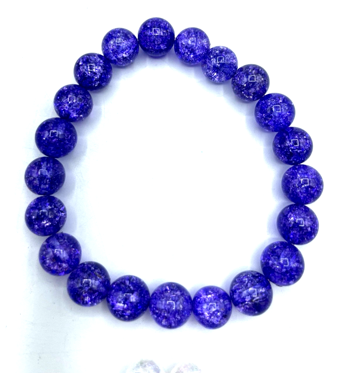 2x Eisachat Kugel Armband auf Gummizug in Crash Optik Ø 10 mm sehr gepflegt2