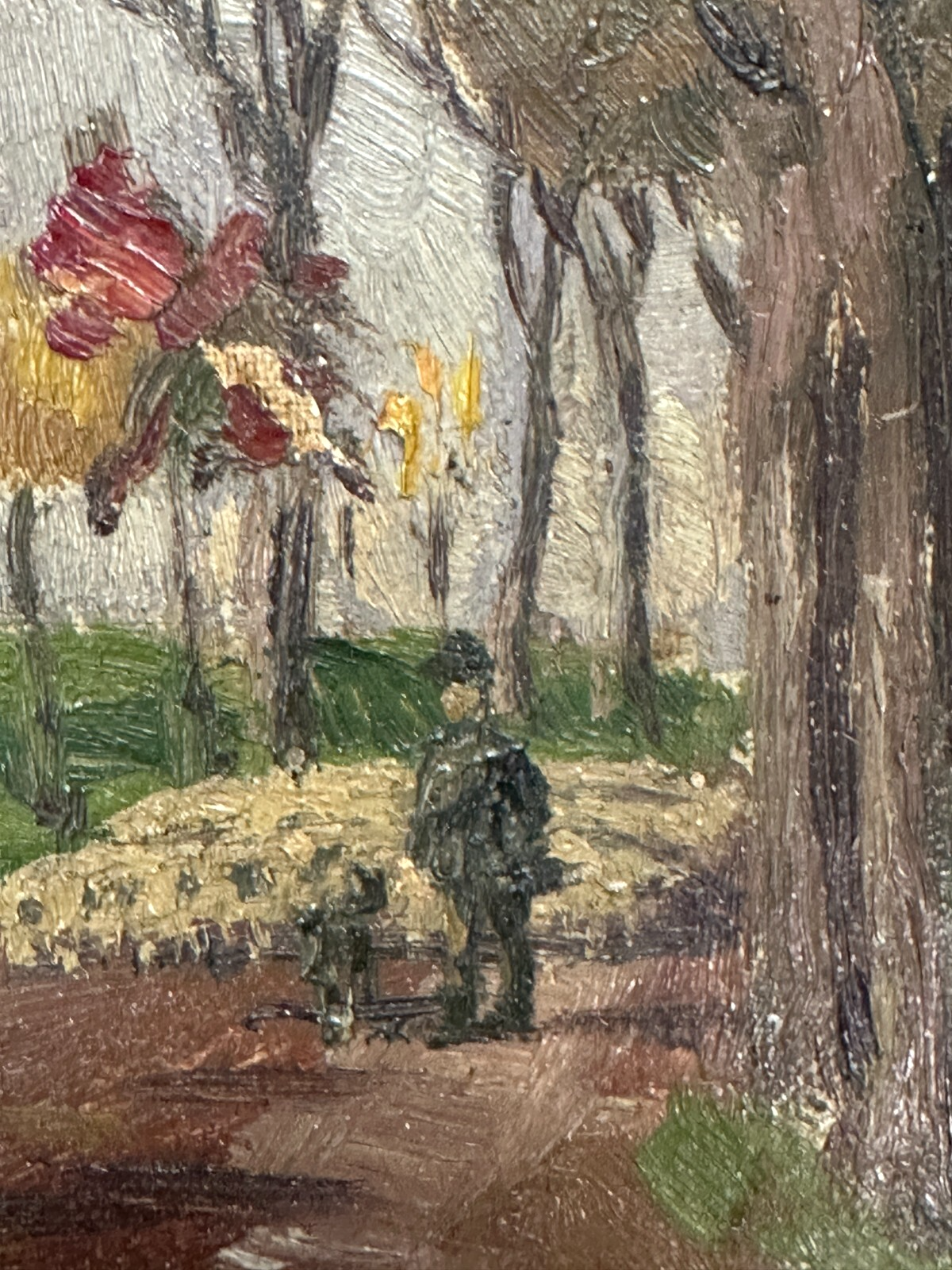 Edmund Massau (1860–1935) Öl auf Leinwand - herbstliche Straßenszene - signiert7