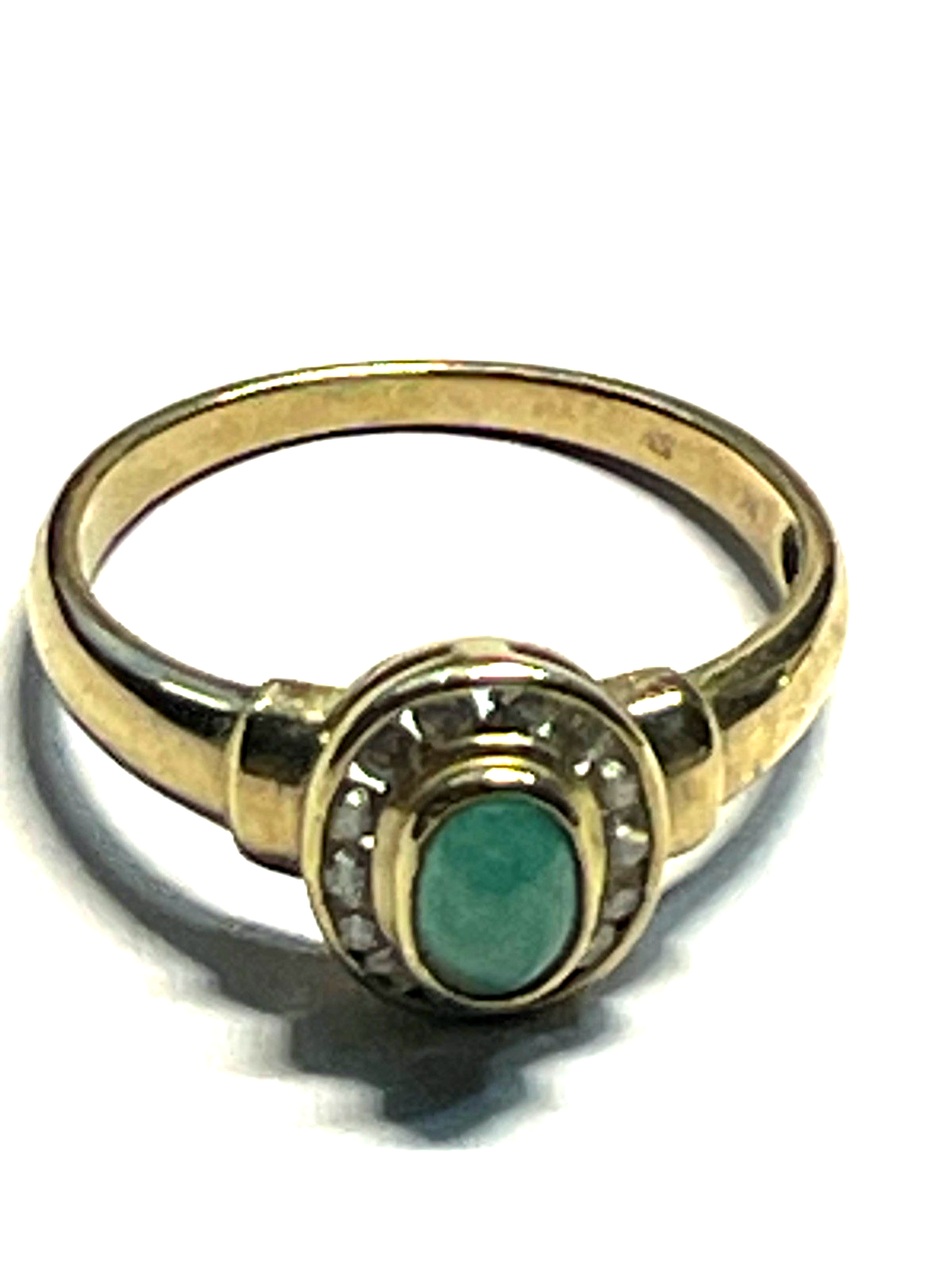 333 Gold 8 K Ring Smaragd Cabochon+ Weißtopas Ø 17,5 mm RG 55 Juwelier Qualität11