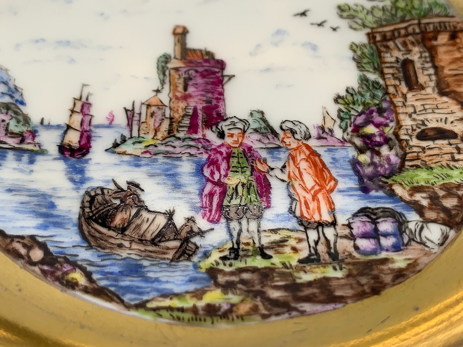 KPM Berlin - Ringhenkelschälchen  Porzellan - seltene Chinoiserie Bemalung8