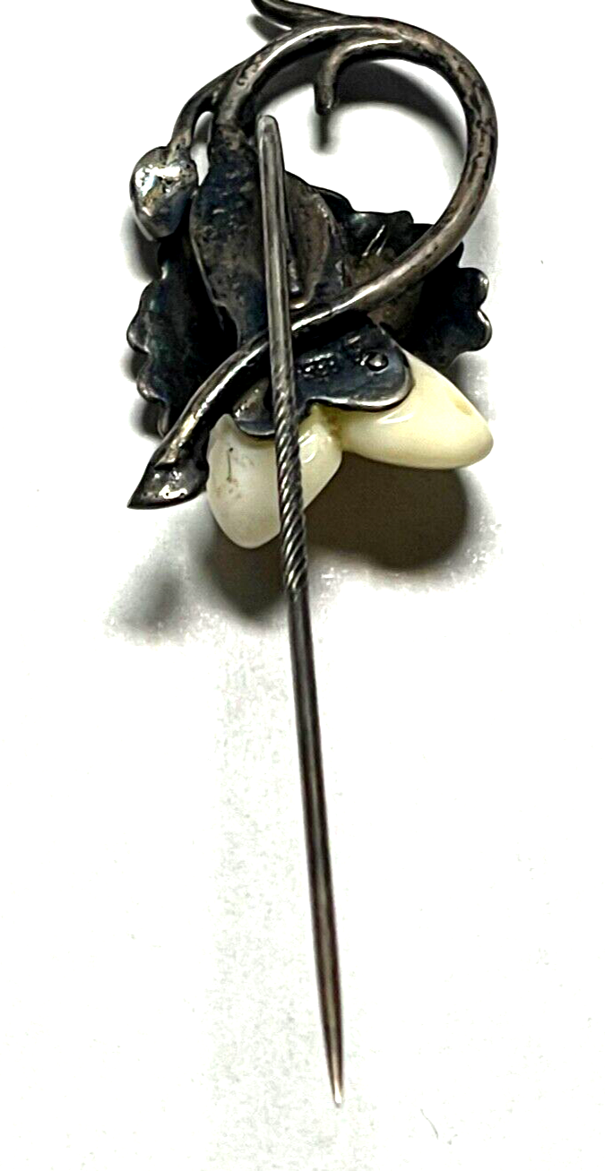 Antik Grandel Nadel Hutnadel Anstecknadel Krawattennadel Eichenlaub 835 Silber7