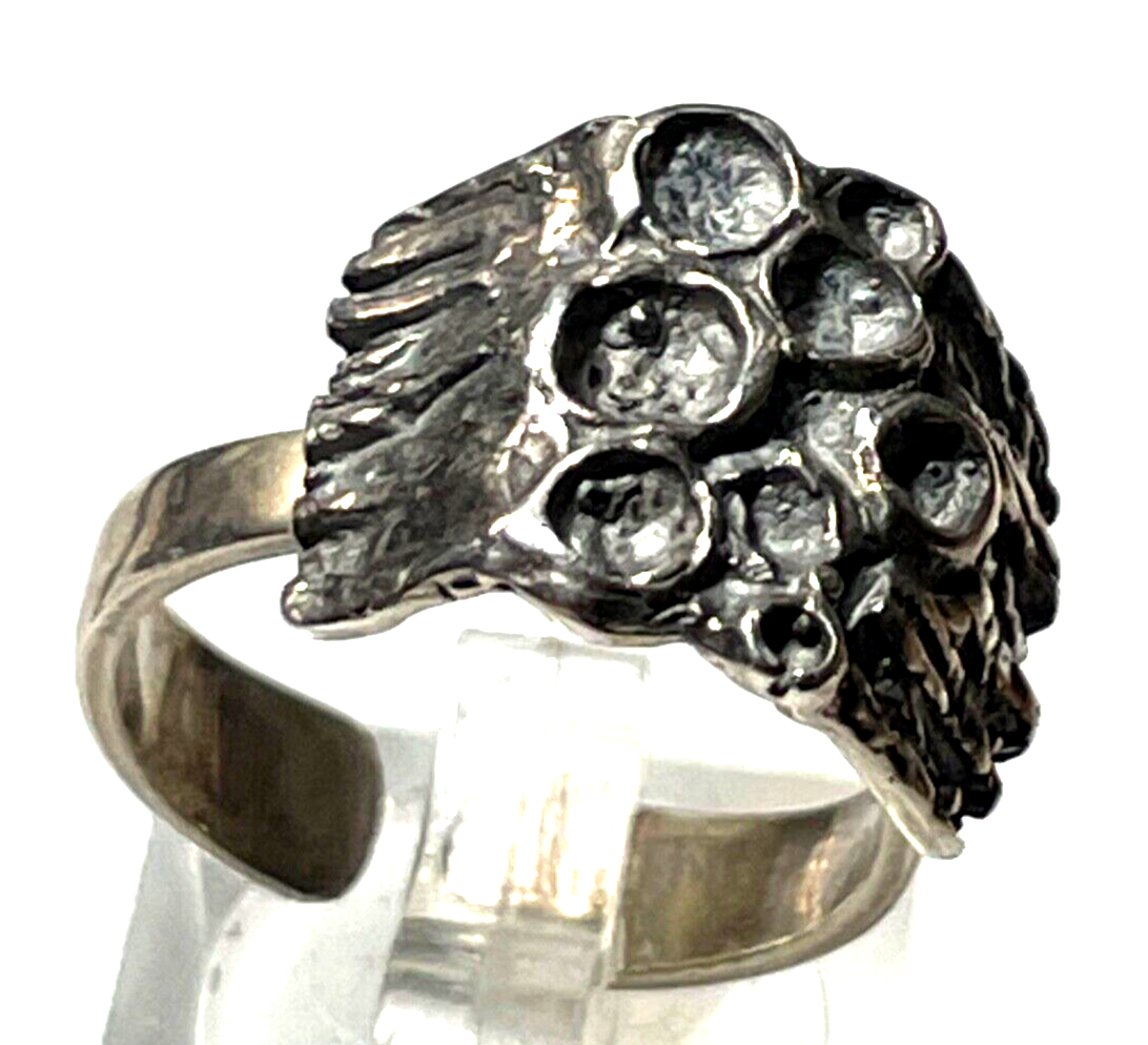 Brutalist Modernist 70erJ Silber Ring TEKA Design offene Ringschiene Handarbeit0