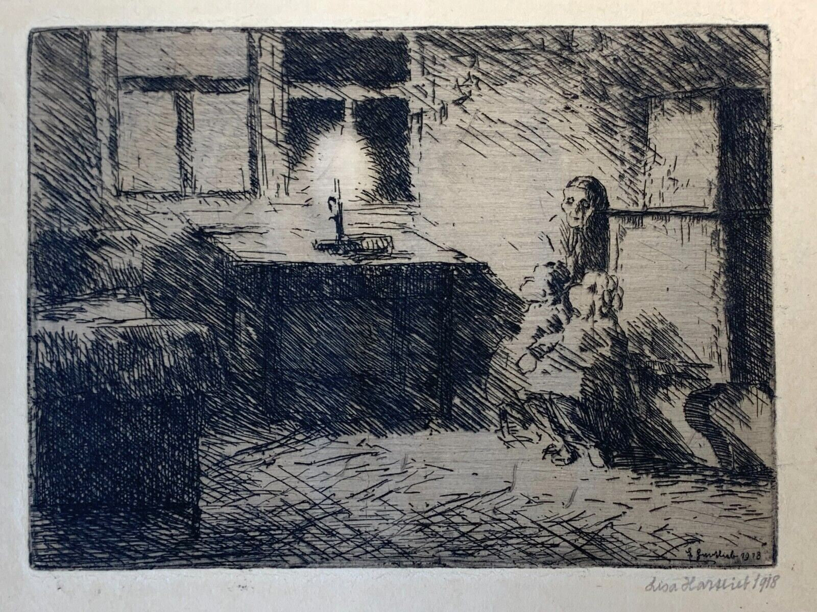 Lisa Hartlieb Rilke 1887-1951 - Impressionismus 1918 - signiert - Radierung0