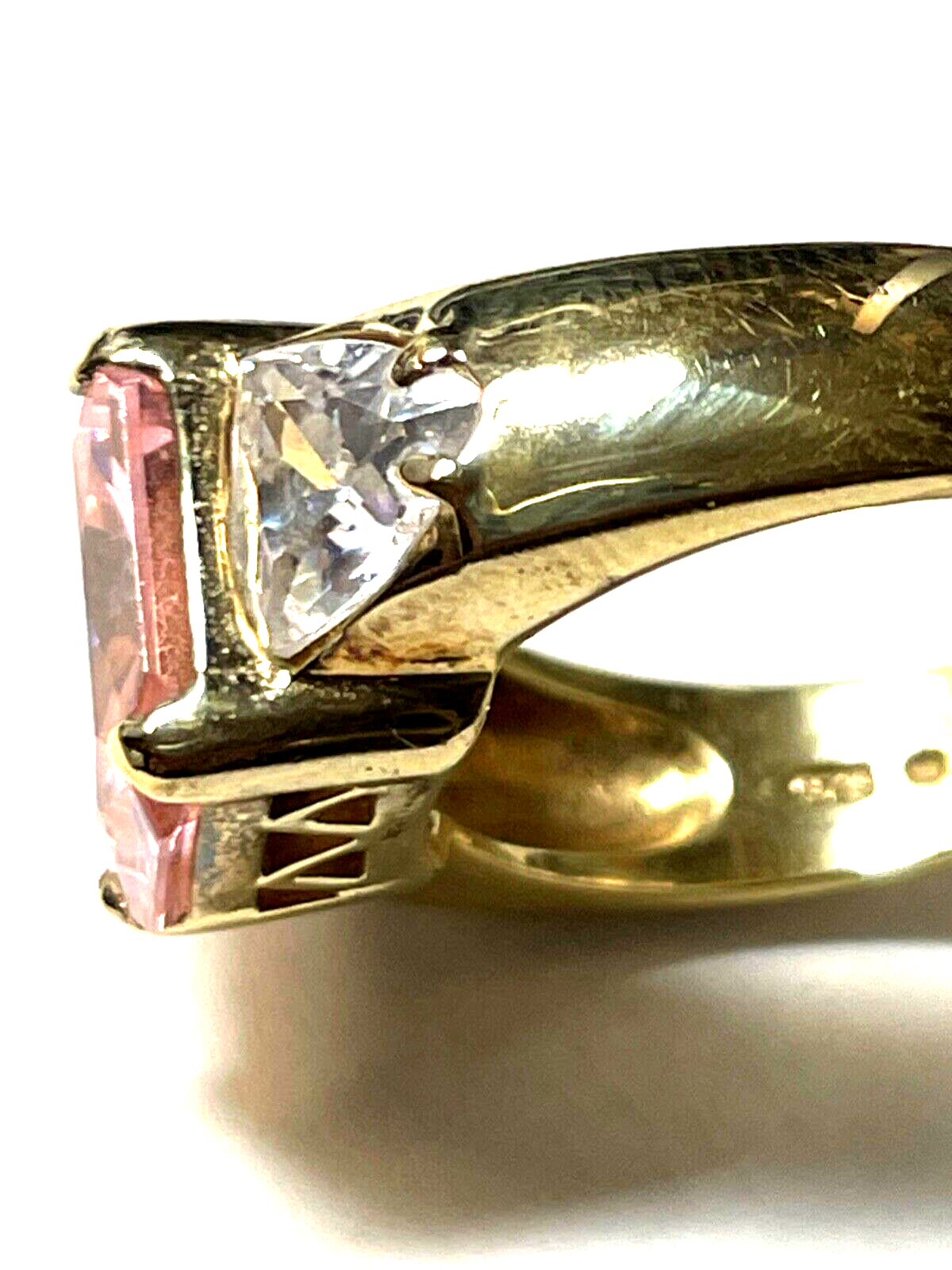 Statement 925 Silber vergoldet Silberring üppige Zirkonia Pink Ø 19 mm RG 6013