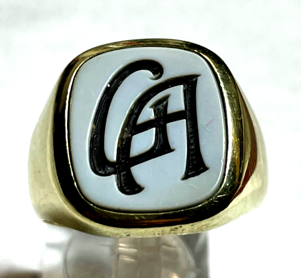 585 Gold 14 K Herrenring Ring Siegelring Lagenstein GA o AG Ø 22 mm RG 69 gepfl.9
