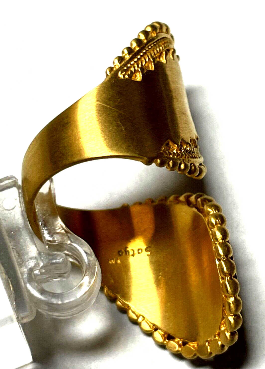 Vintage SATYO TM Ring Toi et Moi vergoldet signiert Modeschmuck wie neu RG 545