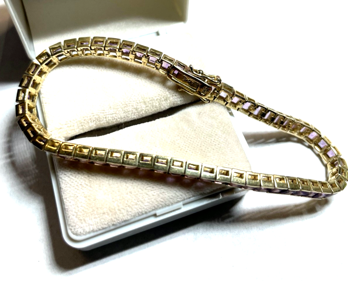 925 Silber Harry Ivens Tennisarmband mit Tansanit L 18 cm B 3 mm sehr gepflegt2