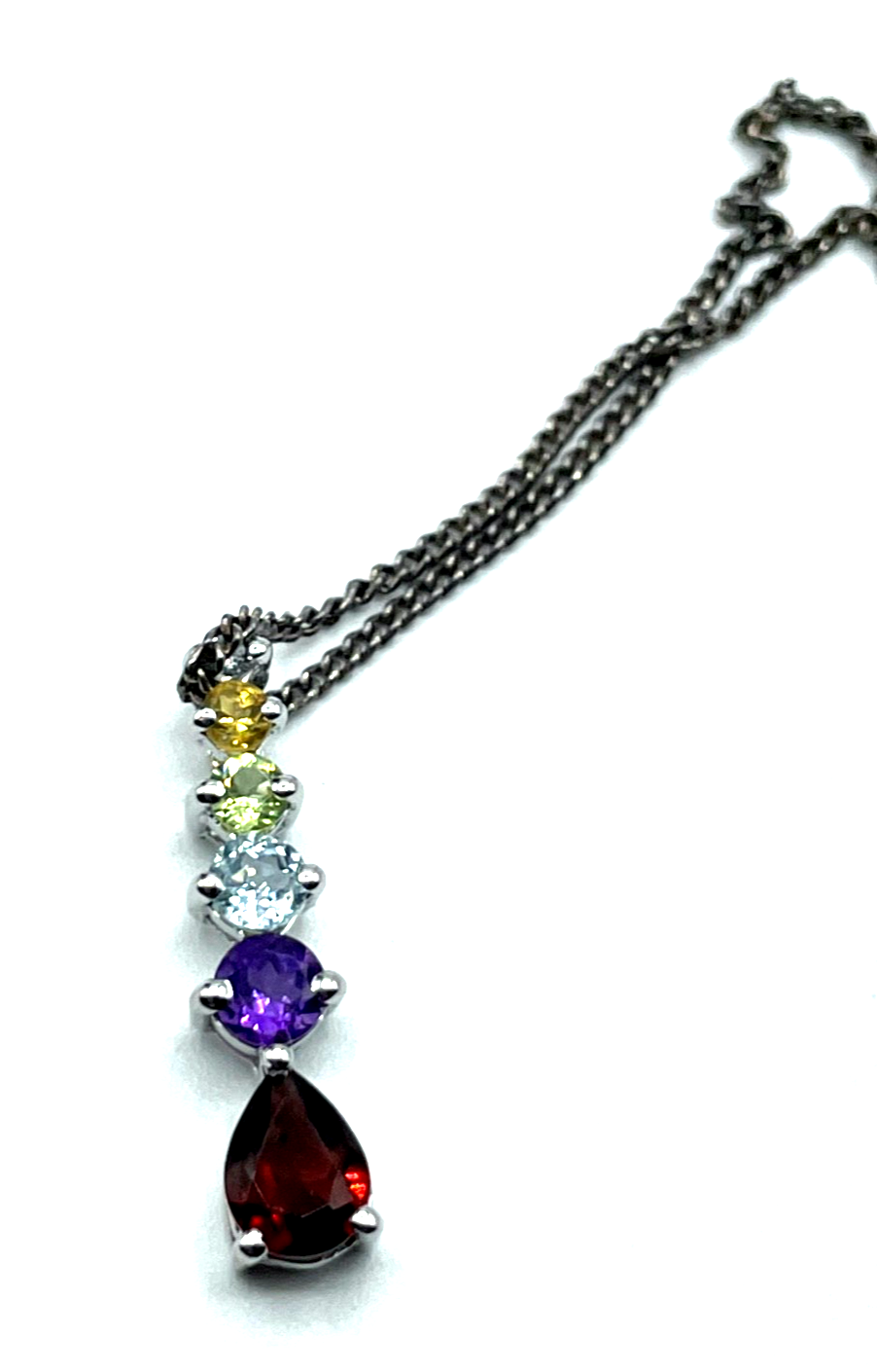 Moderner 925 Silber Anhänger mit 6 Farbsteinen an 53,5cm langer 835 Silberkette6