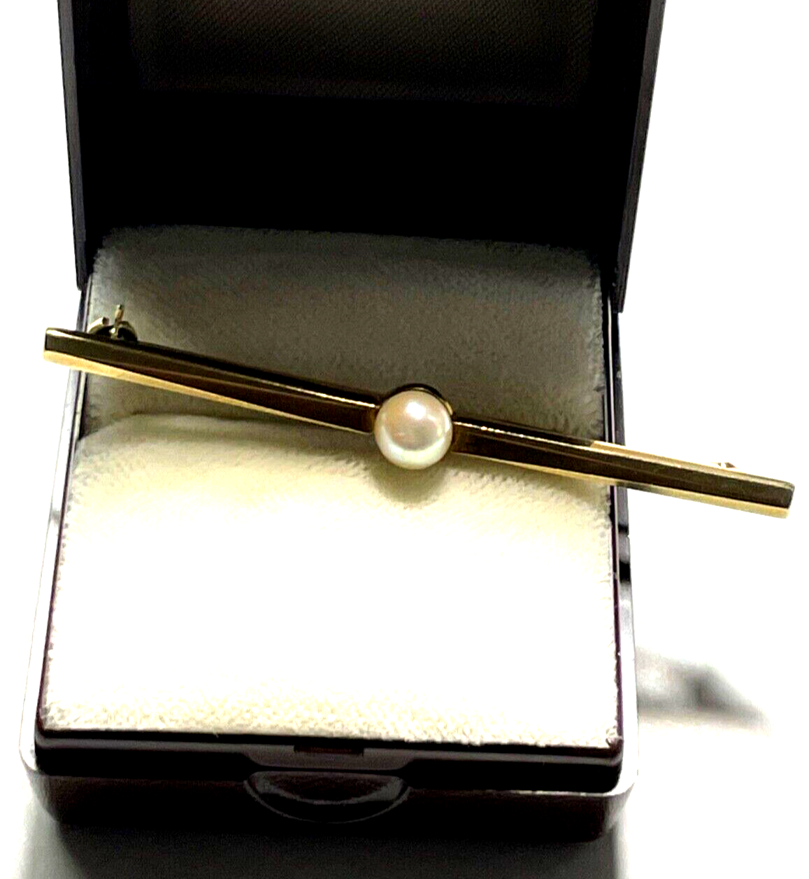 333 Gold 8K Gelbgold klassische Stabbrosche Anstecknadel mit echter Perle 20