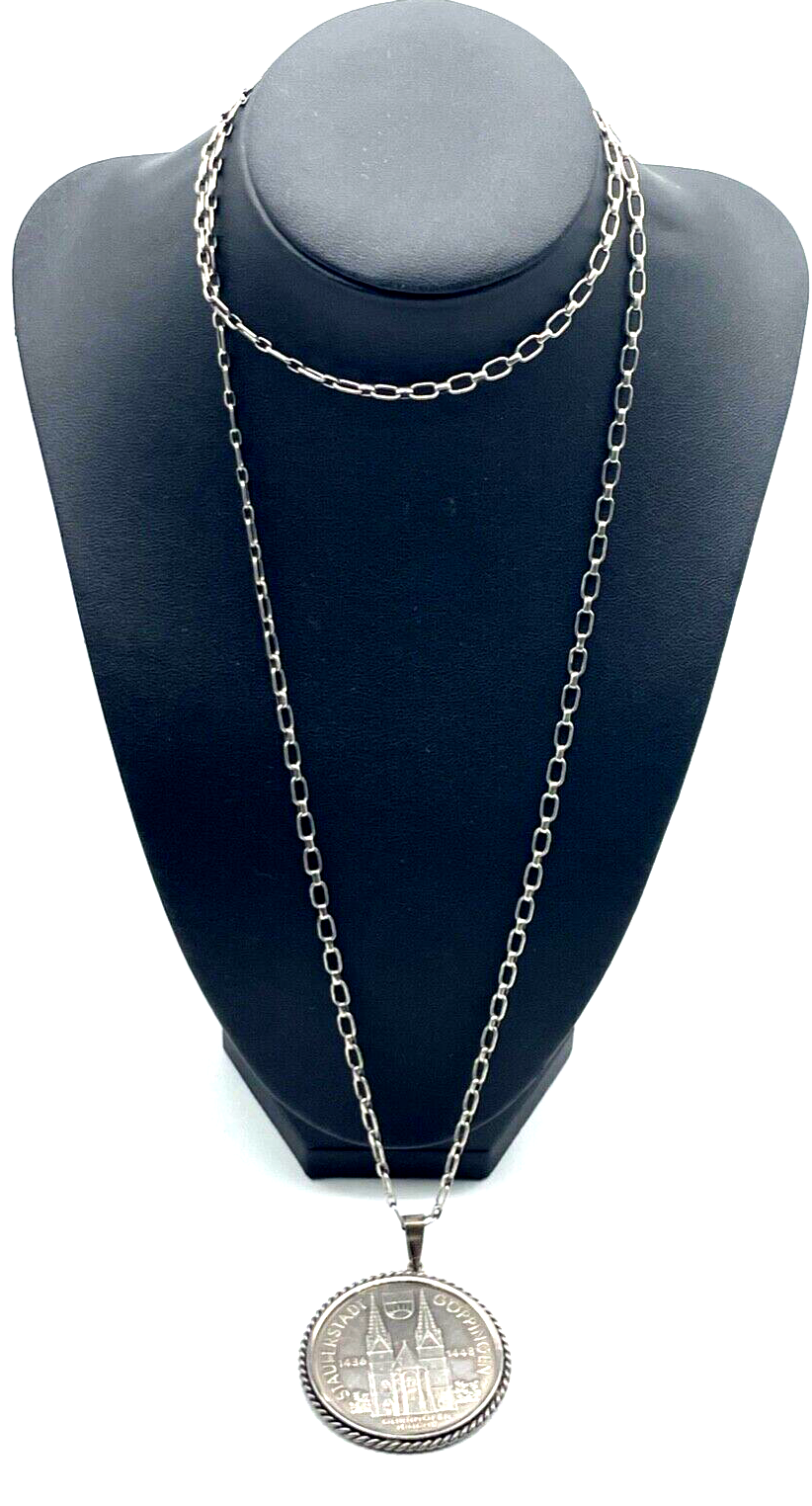 Münzanhänger Silber Göppingen Stauferstadt + 84 cm 835 Silber Gliederkette 43,510