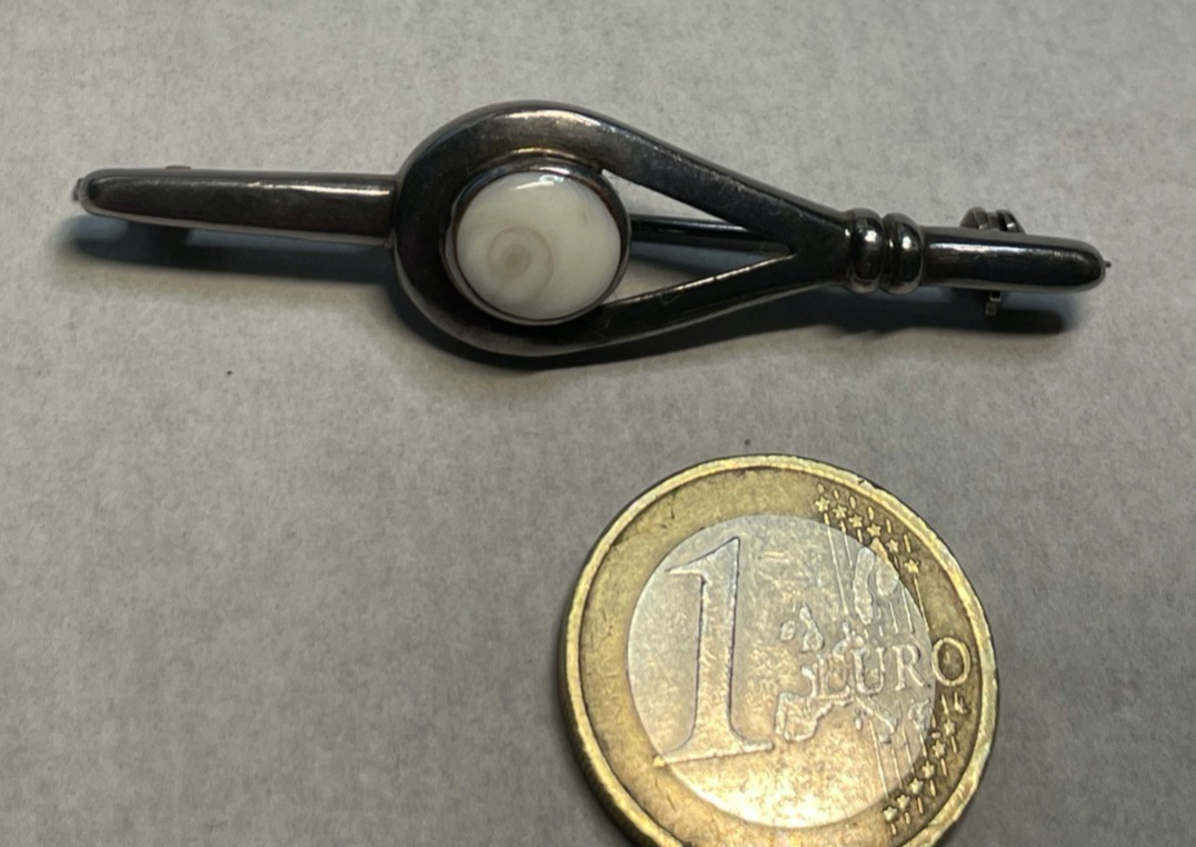 Vintage Margaritis 950 Silber Brosche Anstecknadel Shiva Auge Handarbeit gepfl.10