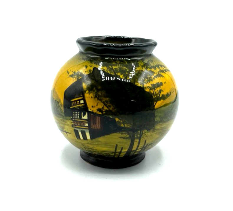 Antik Schamberg Majolika 63 SMF Vase Modell 4158 Handgemalt H 10 cm B 10 cm0