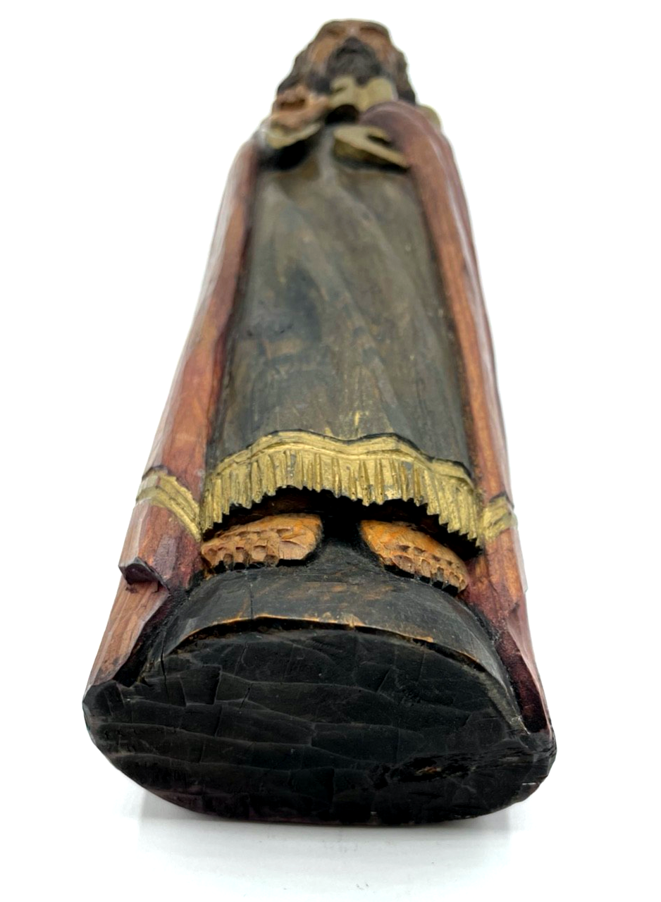 Alte Petrus Figur Holzfigur Handarbeit farblich gefasst Holzschnitzerei H 35 cm8