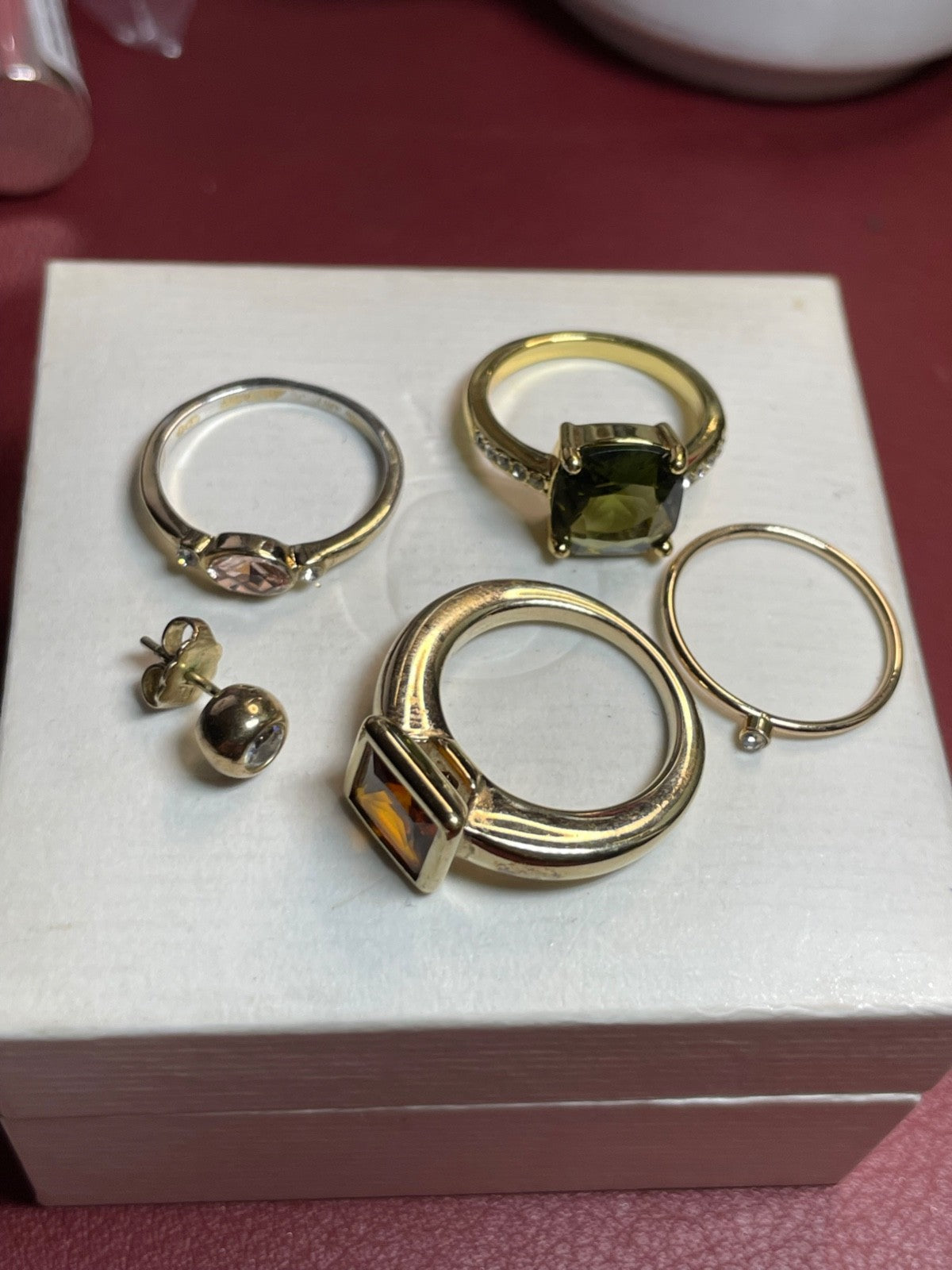 Konvolut Ringe Modeschmuck gemischt neuwertig mit Farbsteinen vergoldet PL3