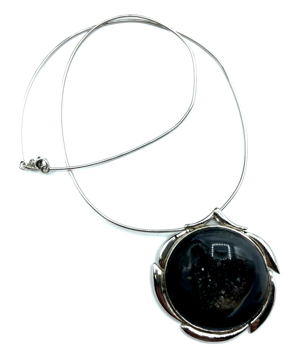 Attraktiv + groß Statement TAU Anhänger Achat Druse + Schlangenkette 925 Silber4