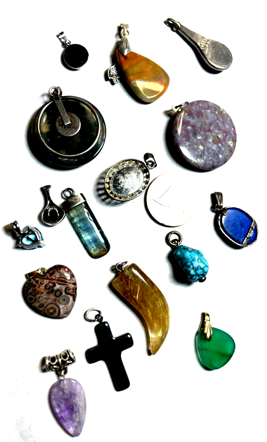 Konvolut 16 Stück vintage + echte Silber Edelstein Anhänger alles in Echtsilber5