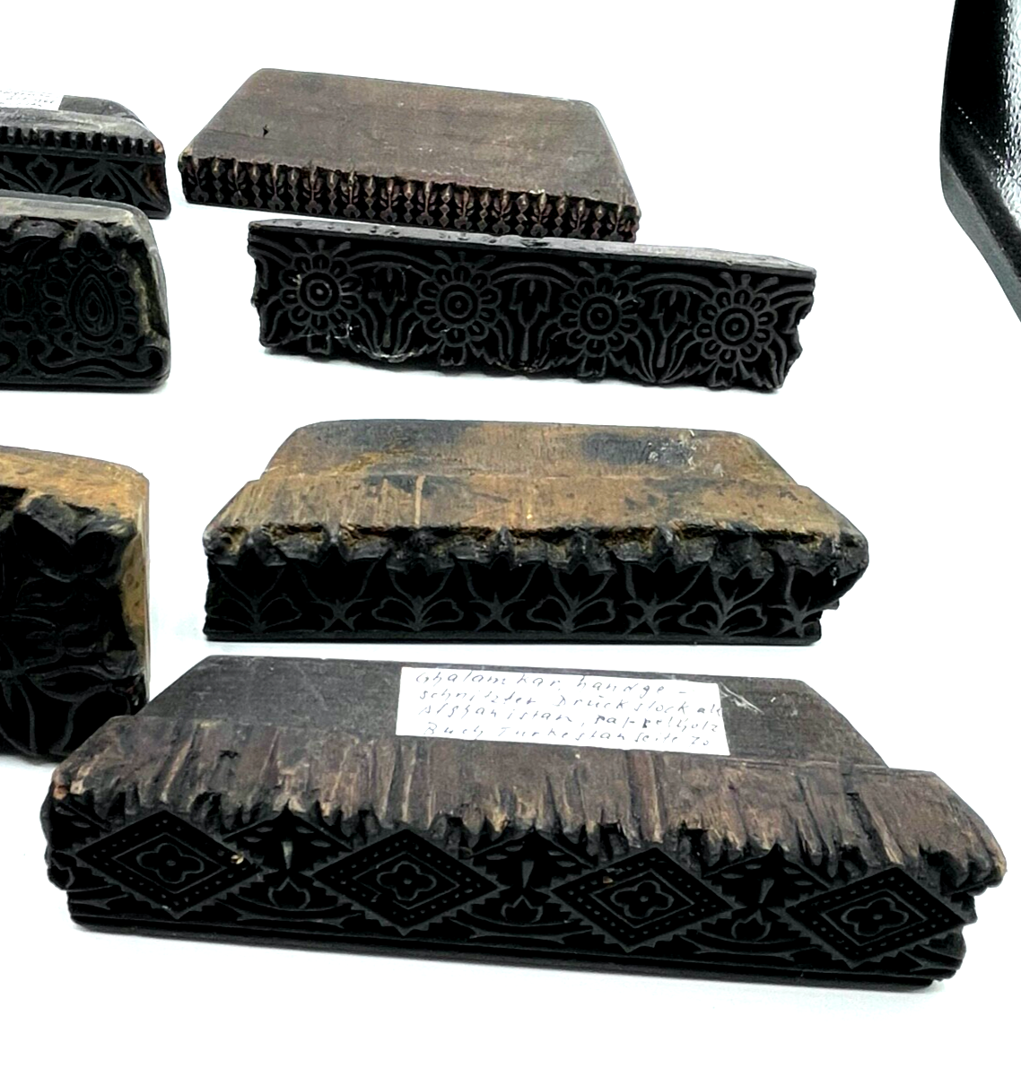 8x antik Druckstempel Druckstock Stoffstempel mit Provenienz aus Sammlung8