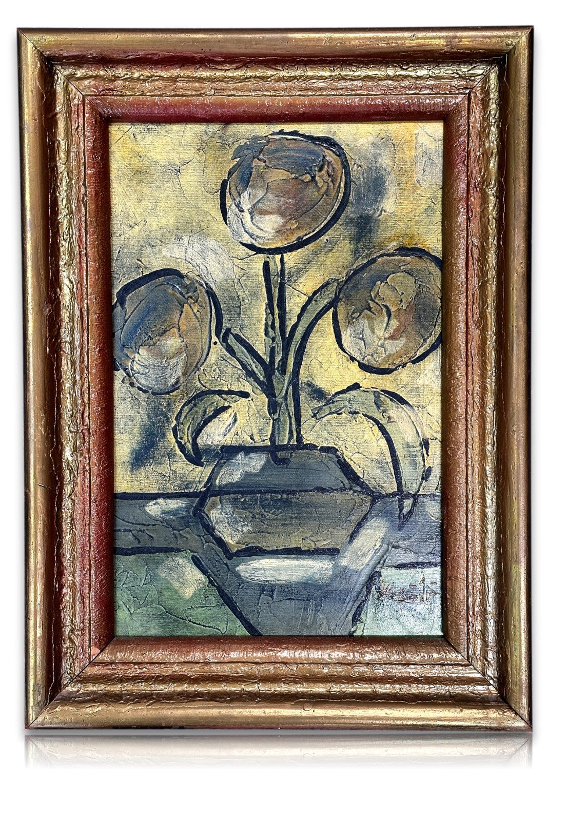 Bohumil Samuel Kečíř – Stillleben Blumen Vase – Öl auf Karton - Spachteltechnik0