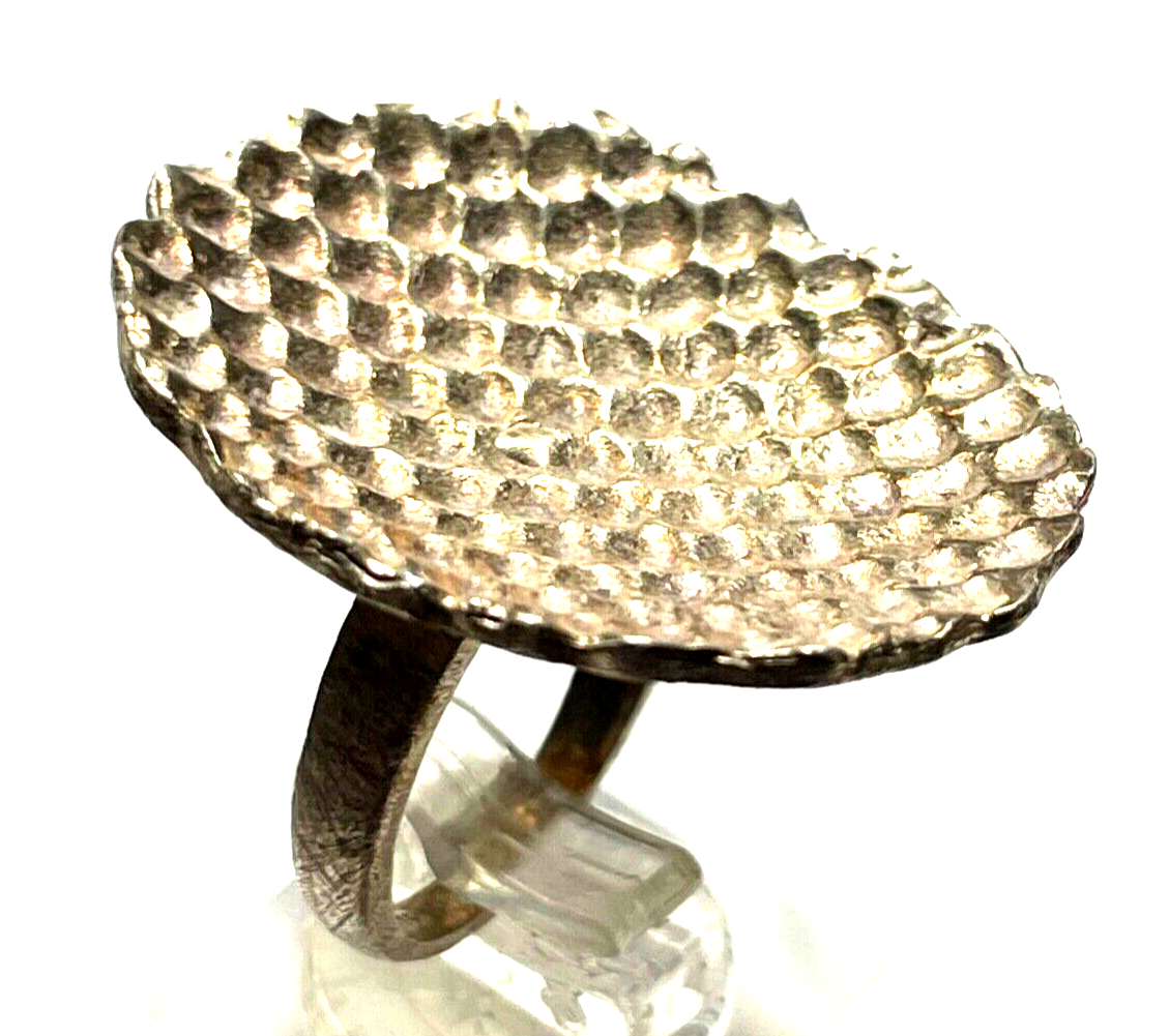 Solider stattlicher 925 Silber Ring Designer Schmuck Waffeloptik gebürstet RG 540