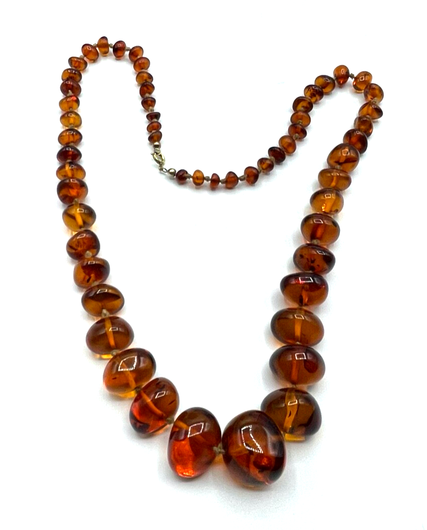 Vintage stattliche Bernstein Kette im Verlauf amber necklace 50 Gramm L 65 cm3
