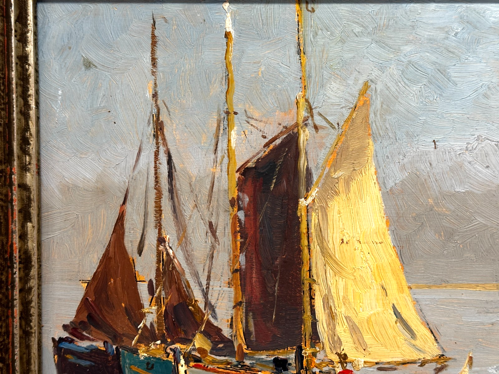Paul Ernst Wilke 1894–1972 - Ölbild "Auf der Unterweser" -  Segelboote - gerahmt2