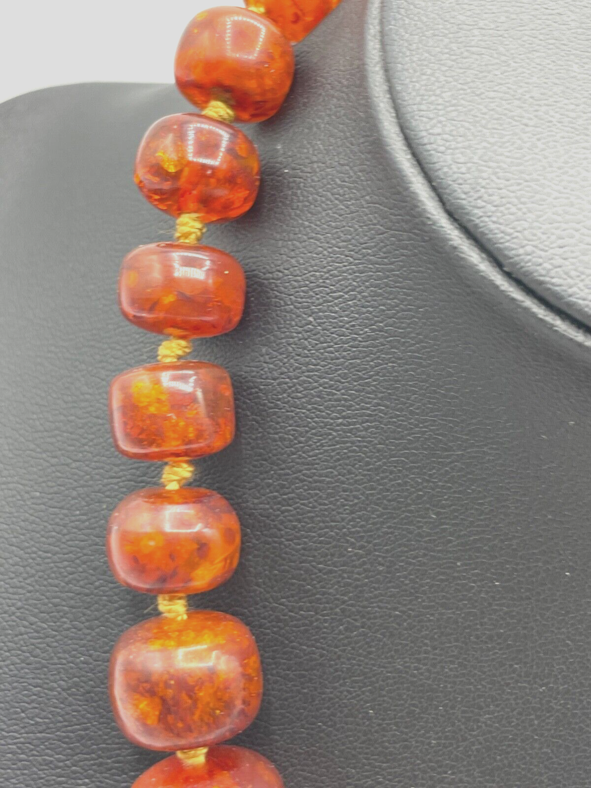 Vintage stattliche Bernstein Kette mit Inklusen amber necklace 59 Gramm L 43 cm3