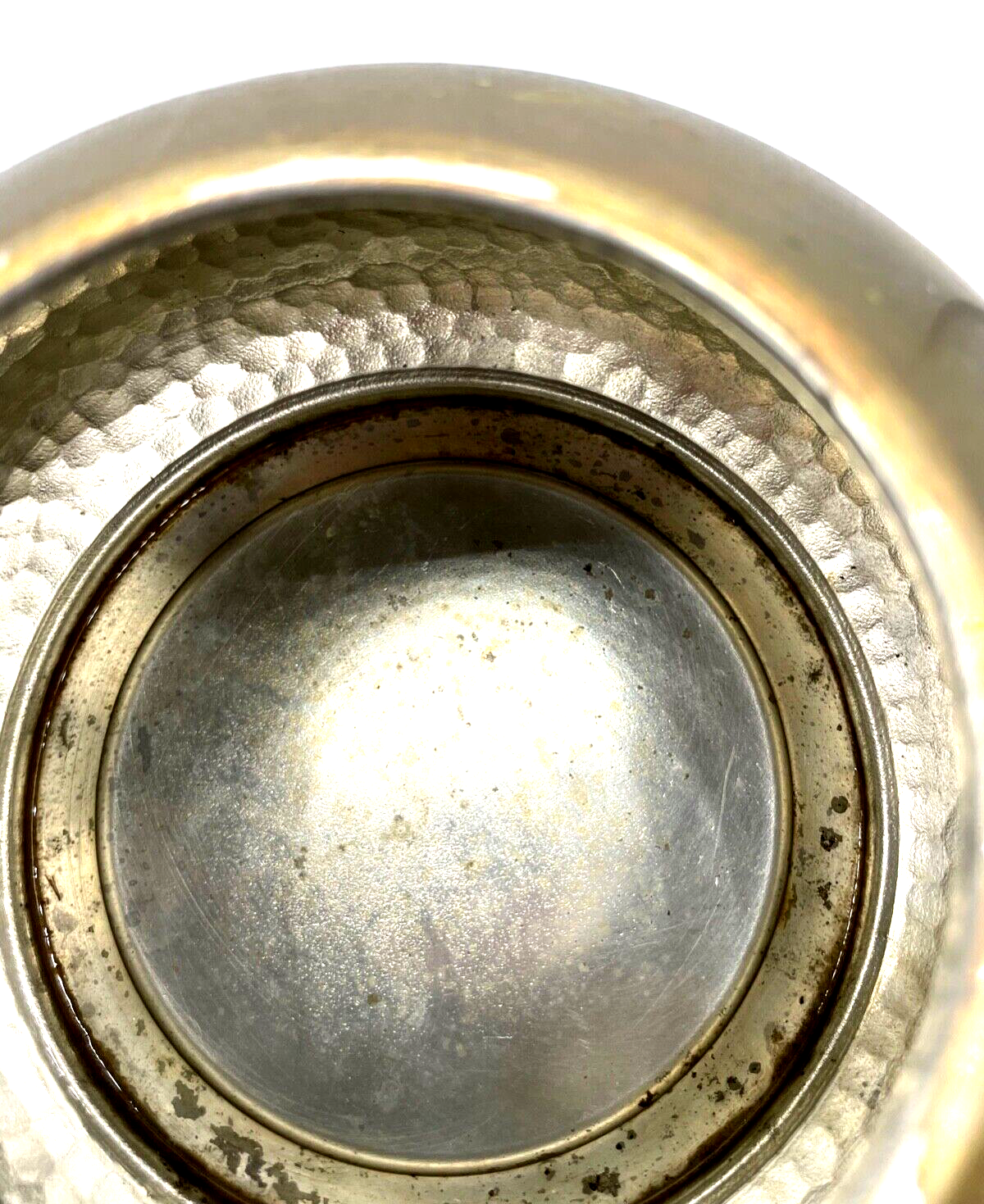 Jugendstil Messing Teekanne Stövchen F&R Fischer Hammerschlag Handarbeit12