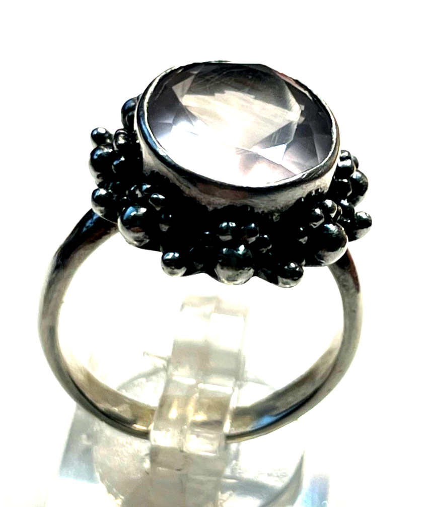 Vintage solider 925 Silber Ring heller Amethyst massiv Ø18,5mm RG 58 Handarbeit2