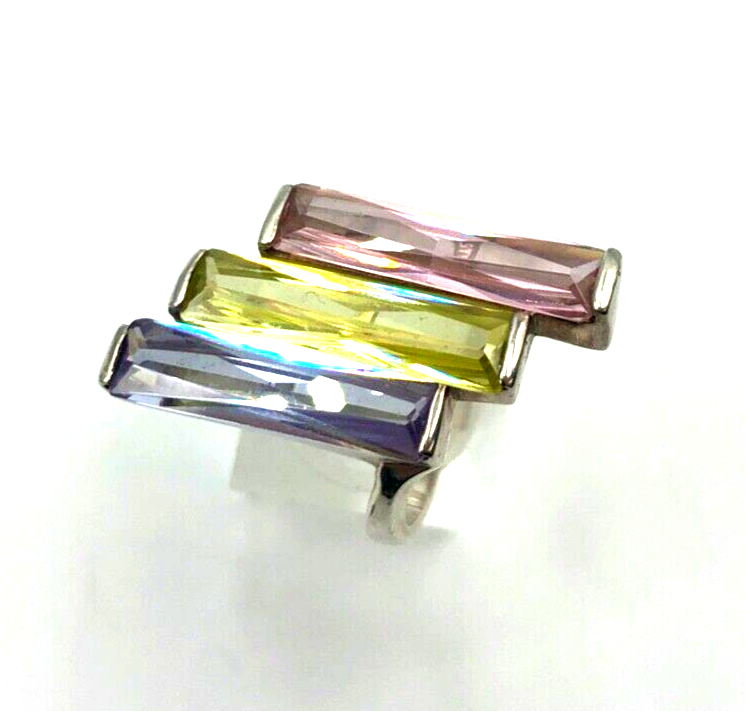 Sehr schöner großer Cocktailring 925 Silber Ring Pastell Farbsteine 18 mm RG 575