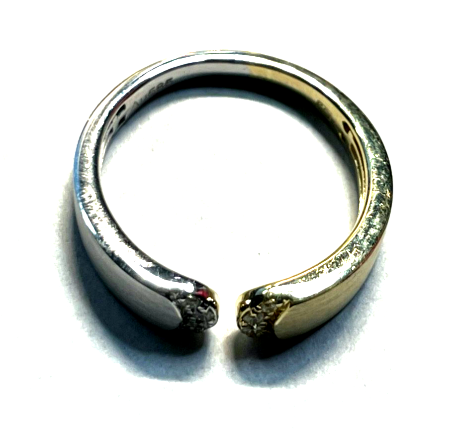 Solider Bicolor 585 Weißgold Gelbgold Ring Brillanten Ø 18 mm RG 57 Juwelier9