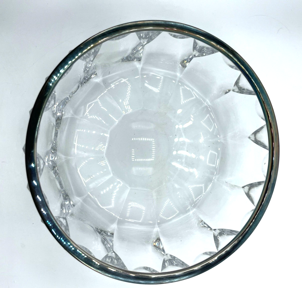 Kristallglas Schüssel Glasschüssel mit 925 Silber Rand HB Ø 19,5 cm H 7  cm2