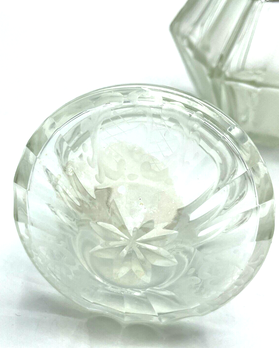 Antik 835 Silber Rand formschöne Glas Deckeldose Halbmond Krone Löwe Punzen topp4