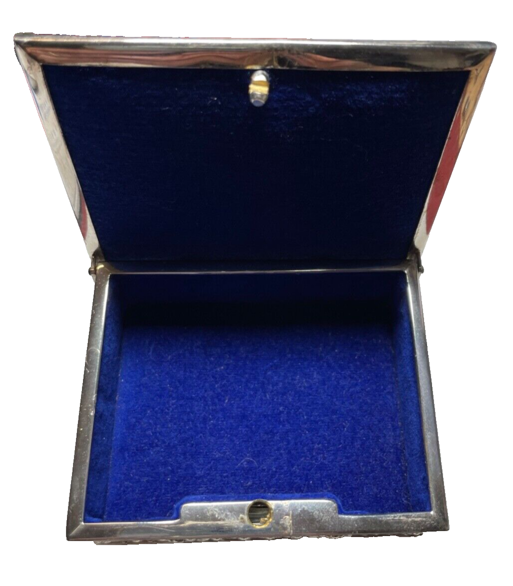 Kleine alte Erhard & Söhne Schatulle Silber farb. Putten Engel Dekor rar Metall3